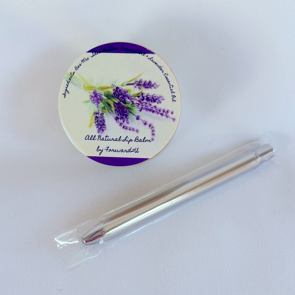 Brand New All Natural Clear Vanilla Lip Balm with Silver Lip Brush